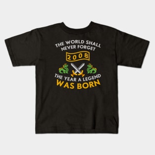 2008 The Year A Legend Was Born Dragons and Swords Design (Light) Kids T-Shirt
